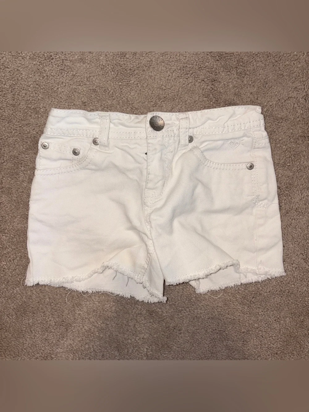 Justice White Frayed Hem Girls' Denim Shorts Size: 8